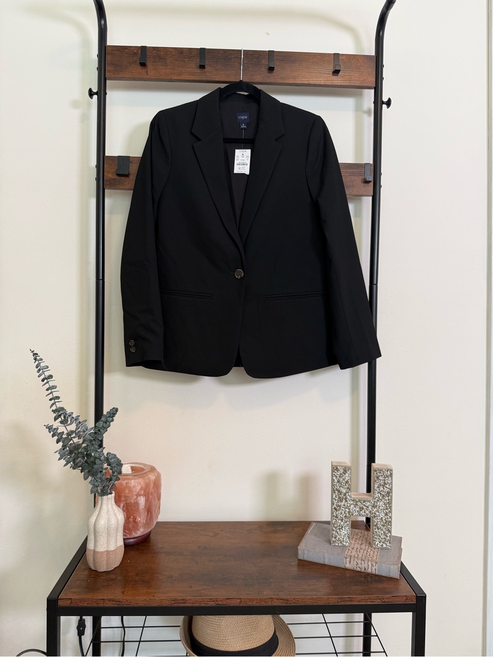 J.Crew NWT Black One Button Blazer Size 6 Career Office Jacket